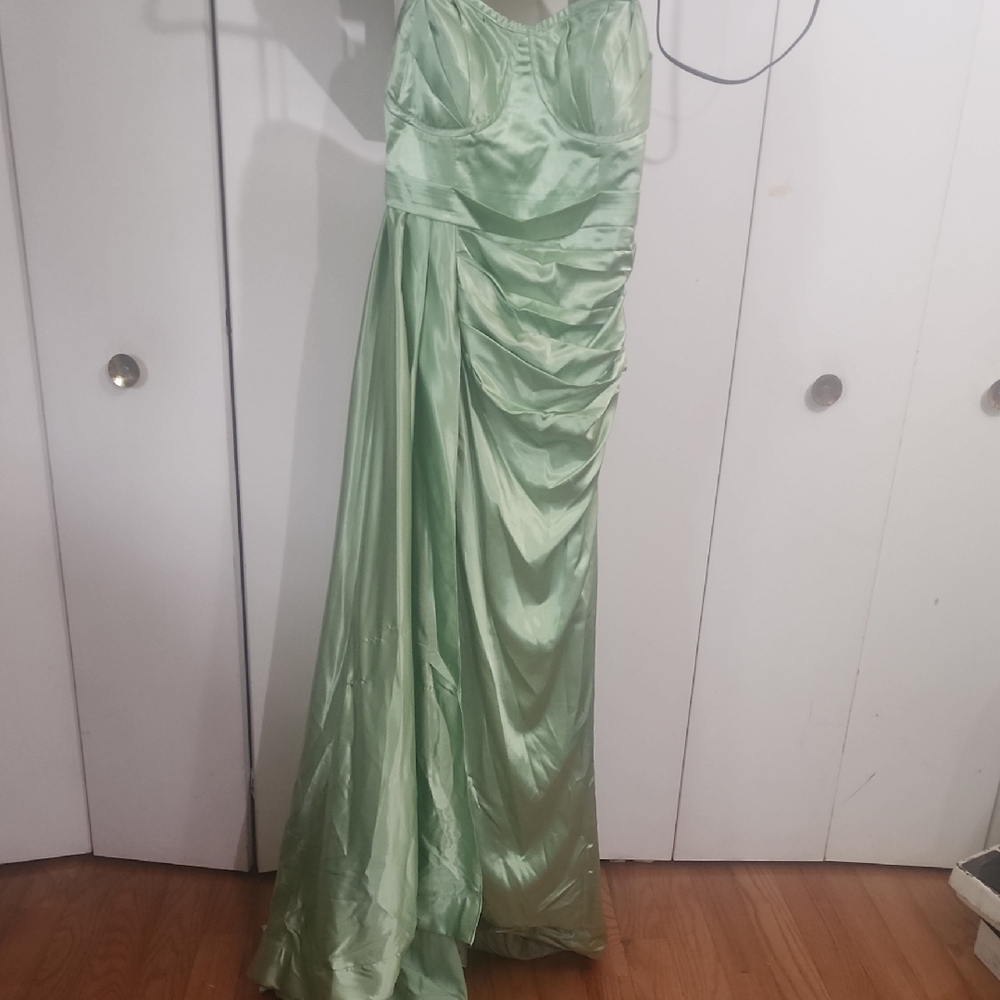 Elegant Green Satin Gown